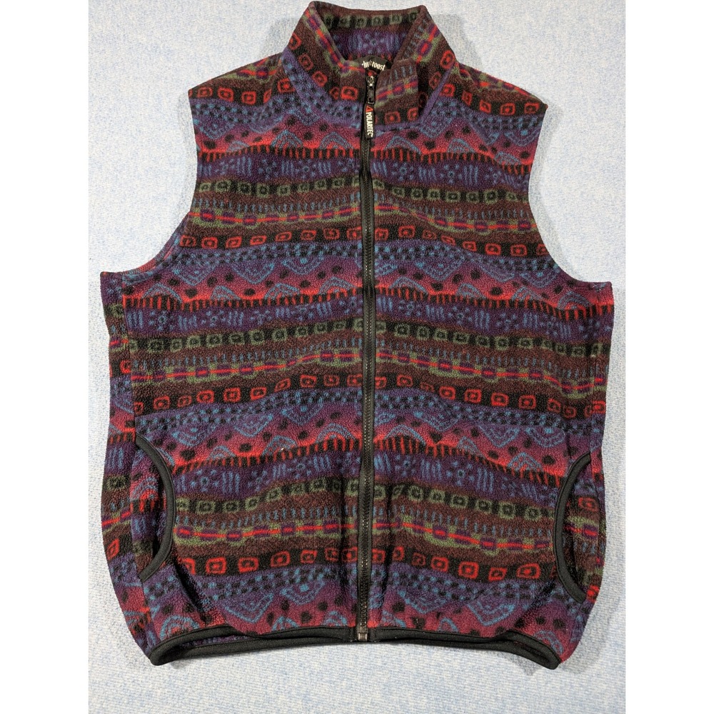 Chuck Roast Polartec Fleece Vest Mens XL Geometric Tribal Print Full Zip USA